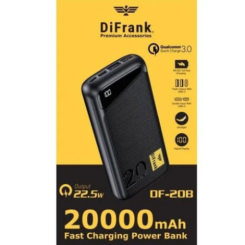 Difrank - 20000 mAh Power Bank - Black